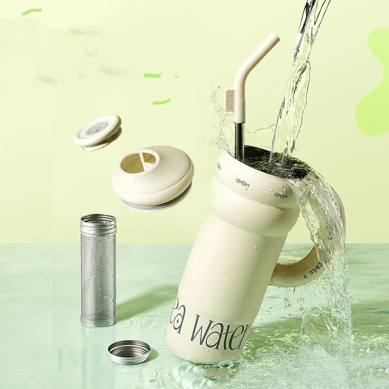 Handle Stainless Steel Vacuum Cup Large Capacity Portable - Bellarte Enchanté Handle Stainless Steel Vacuum Cup Large Capacity Portable